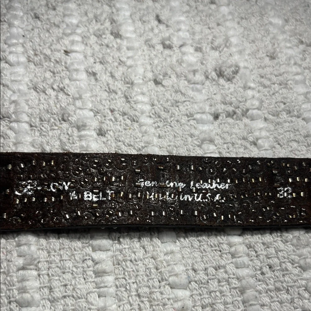 B-Low The Belt Size 32 Brown Leather Mixed Metal Studded Pyramid Rocker Belt